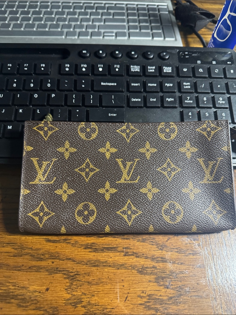 Louis Vuitton Monogram Canvas Zip Card Holder in Brown and Gold